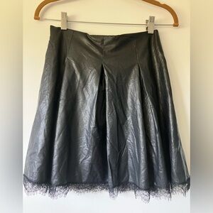 Zara Faux Leather Black Short Skirt with Lace Hem sz S Goth Halloweencore Party
